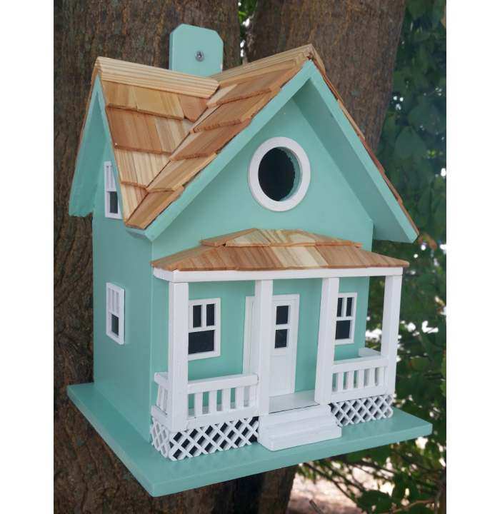 Beachside Cottage Birdhouse Seafoam Blue